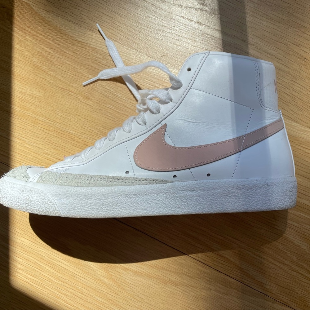 White and Pink Nike High-top Sneakers